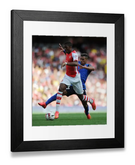 Framed Print : Clash at the Emirates: Akpom vs. Dirar - Arsenal vs. AS Monaco, 2014