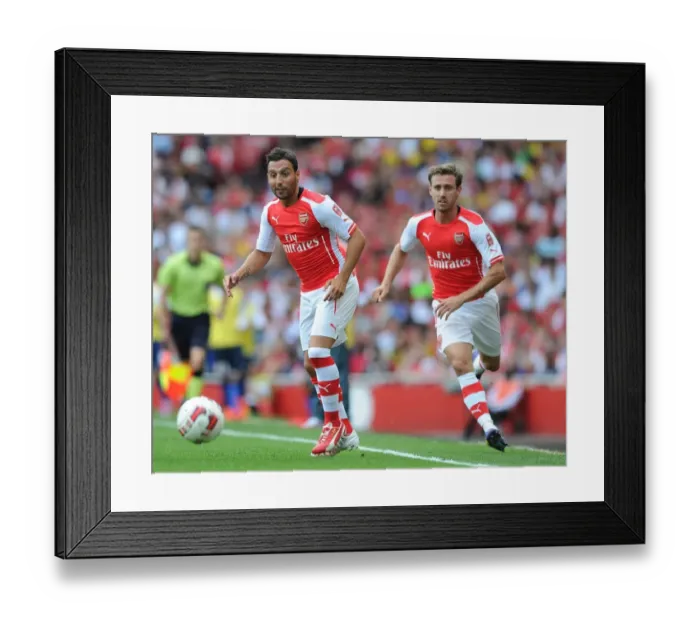 Framed Print : Arsenal's Cazorla and Monreal in Action against AS Monaco (2014-15) Framed Print : Arsenal's Cazorla and Monreal in Action against AS Monaco (2014-15)