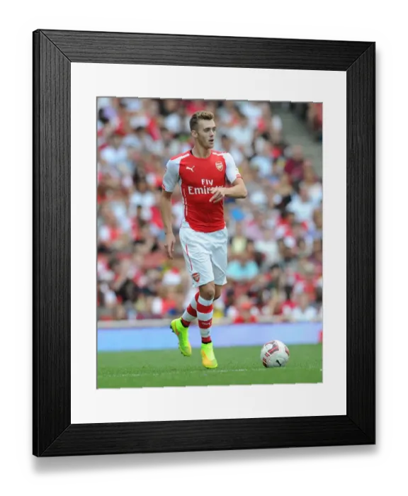 Framed Print : Arsenal vs AS Monaco: Calum Chambers in Action at the Emirates Cup, 2014