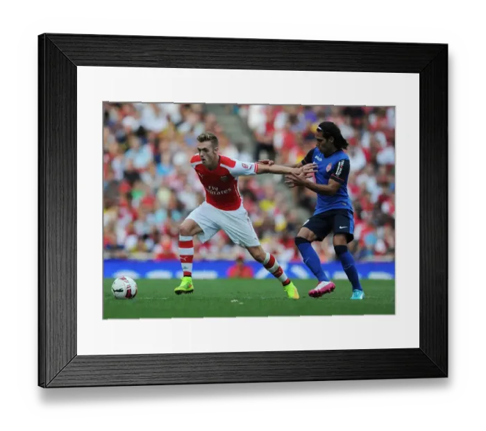 Framed Print : Chambers vs Falcao: Battle at the Emirates - Arsenal vs AS Monaco, 2014