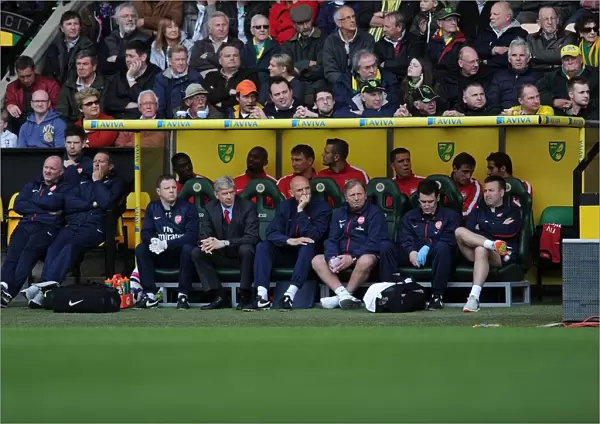 Arsene Wenger and Steve Bould on the Touchline: Norwich City vs. Arsenal, Premier League 2013-14