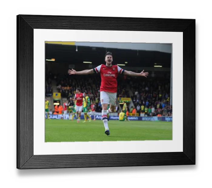 Framed Print : Carl Jenkinson's Strike: Arsenal Secures Victory at Norwich City (2013-14 Premier League)