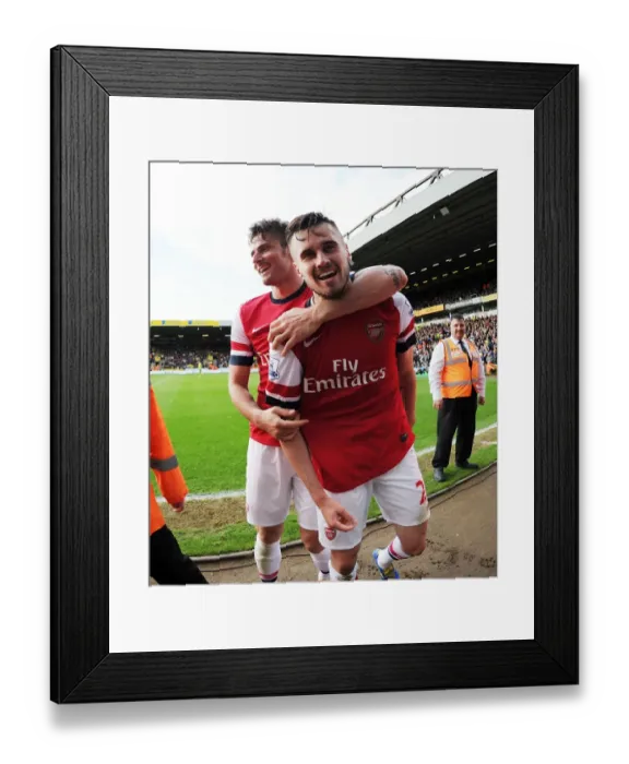 Framed Print : Arsenal's Jenkinson and Giroud Celebrate Goal Against Norwich City (May 2014) Framed Print : Arsenal's Jenkinson and Giroud Celebrate Goal Against Norwich City (May 2014)