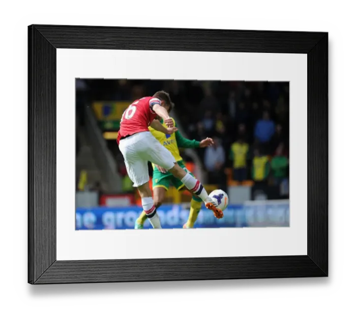 Framed Print : Aaron Ramsey Scores First Goal: Norwich City vs. Arsenal, Premier League 2013-14