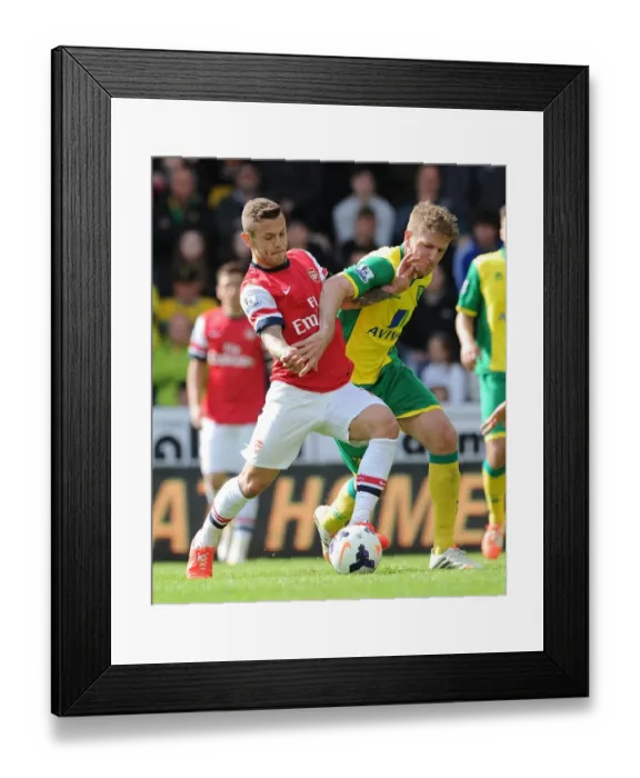Framed Print : Clash of Titans: Wilshere vs Turner - Norwich City vs Arsenal, Premier League 2013-14