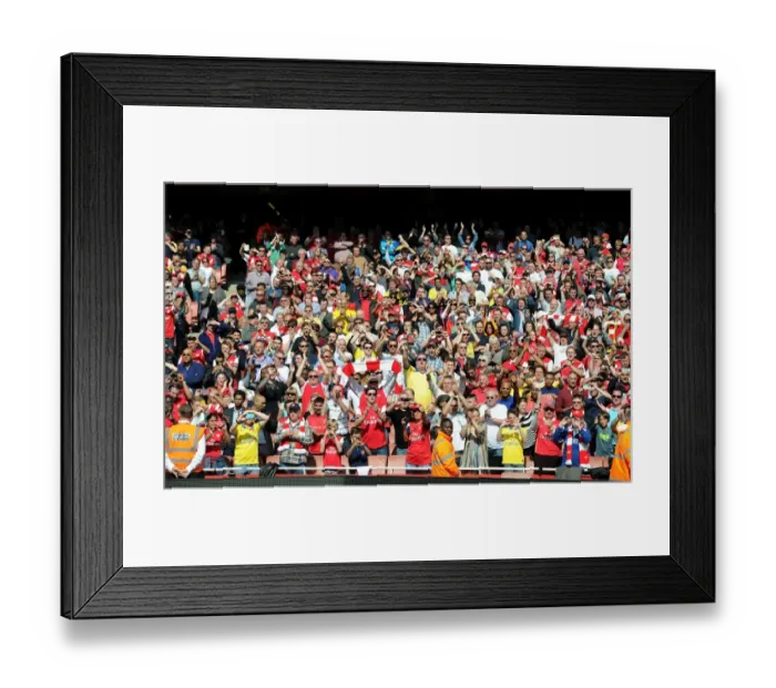 Framed Print : Arsenal fans on during the lap of honour. Arsenal 1: 0 West Bromwich Albion. Barclays Premier League