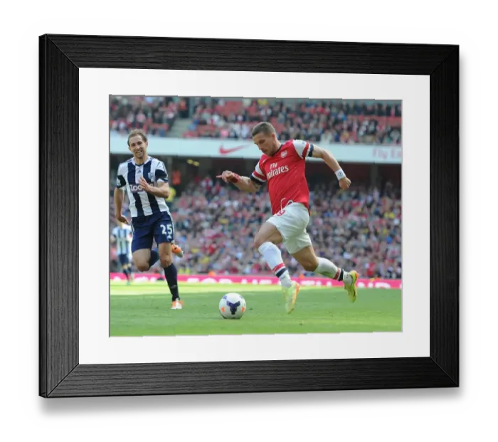 Framed Print : Arsenal's Lukas Podolski in Action Against West Bromwich Albion, Premier League 2013-14 Framed Print : Arsenal's Lukas Podolski in Action Against West Bromwich Albion, Premier League 2013-14