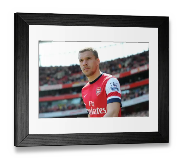 Framed Print : Lukas Podolski: Arsenal's Ready-to-Go Warrior Against West Bromwich Albion (2013-14)