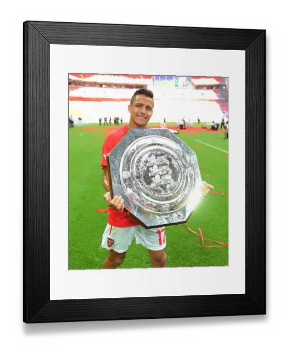 Framed Print : Alexis Sanchez Celebrates Arsenal's FA Community Shield Victory over Manchester City