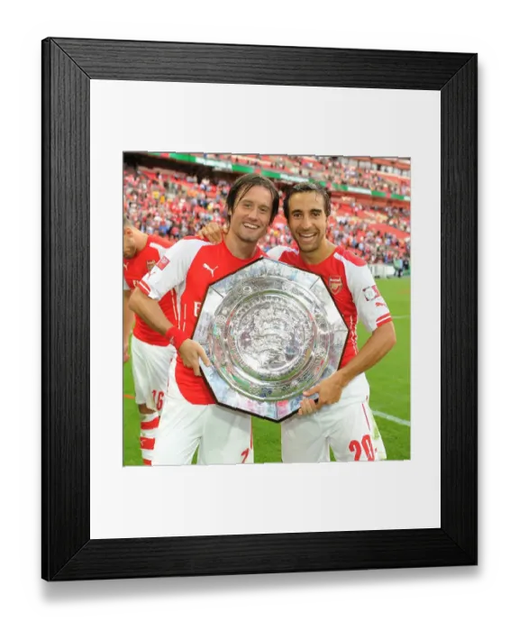 Framed Print : Arsenal's Rosicky and Flamini Celebrate FA Community Shield Victory over Manchester City Framed Print : Arsenal's Rosicky and Flamini Celebrate FA Community Shield Victory over Manchester City