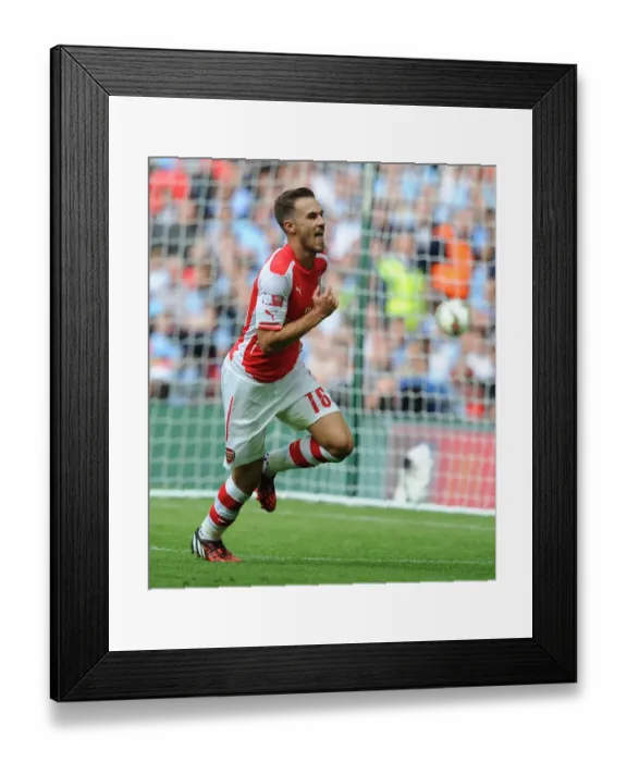 Framed Print : Aaron Ramsey Scores the Decisive Goal: Arsenal's FA Community Shield Victory over Manchester City (2014 / 15)