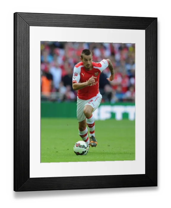Framed Print : Mathieu Debuchy in Action: Arsenal vs Manchester City - FA Community Shield 2014 / 15