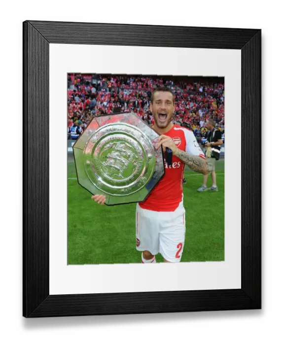 Framed Print : Mathieu Debuchy Celebrates Arsenal's FA Community Shield Win over Manchester City Framed Print : Mathieu Debuchy Celebrates Arsenal's FA Community Shield Win over Manchester City