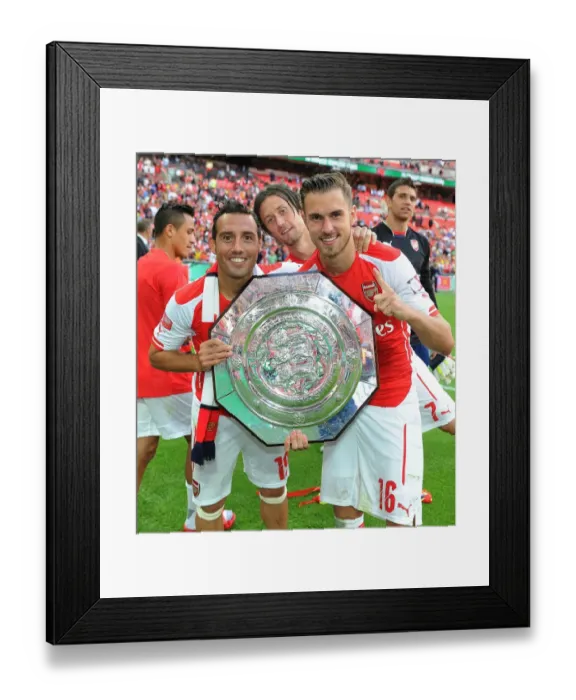 Framed Print : Arsenal's Triumph: Cazorla, Rosicky, Ramsey Celebrate FA Community Shield Victory Framed Print : Arsenal's Triumph: Cazorla, Rosicky, Ramsey Celebrate FA Community Shield Victory