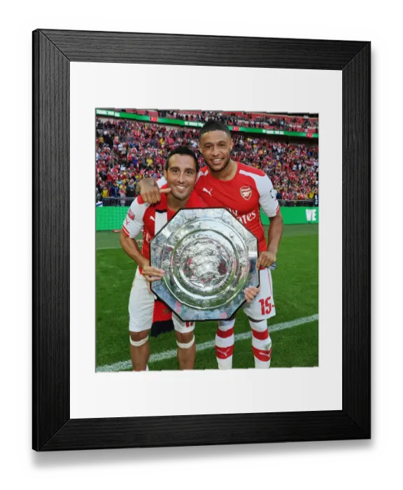 Framed Print : Arsenal's Cazorla and Oxlade-Chamberlain Celebrate FA Community Shield Victory
