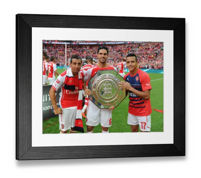 Framed Print : Arsenal's Triumph: Cazorla, Arteta, Sanchez Celebrate FA Community Shield Win Framed Print : Arsenal's Triumph: Cazorla, Arteta, Sanchez Celebrate FA Community Shield Win