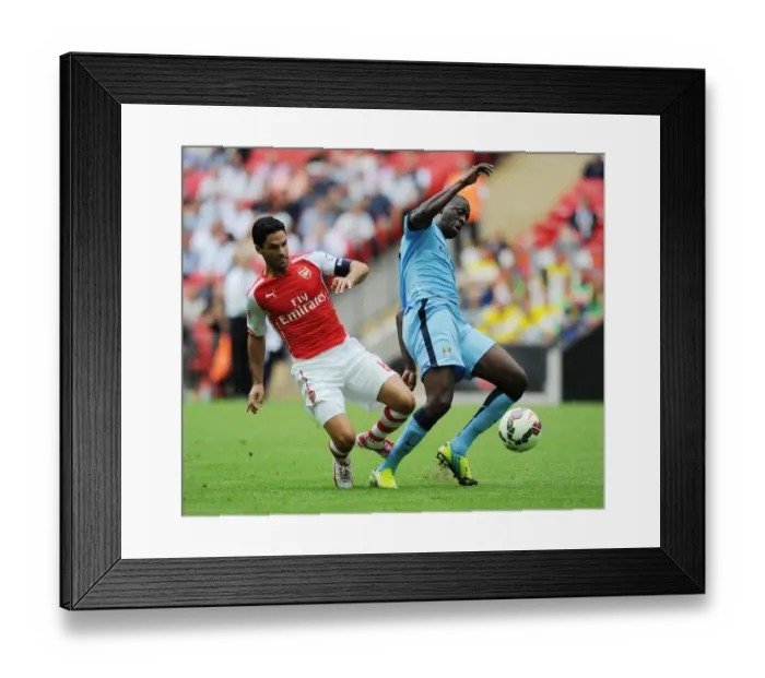 Framed Print : Arsenal vs Manchester City Showdown: Arteta vs Toure Battle at the FA Community Shield, 2014 Framed Print : Arsenal vs Manchester City Showdown: Arteta vs Toure Battle at the FA Community Shield, 2014