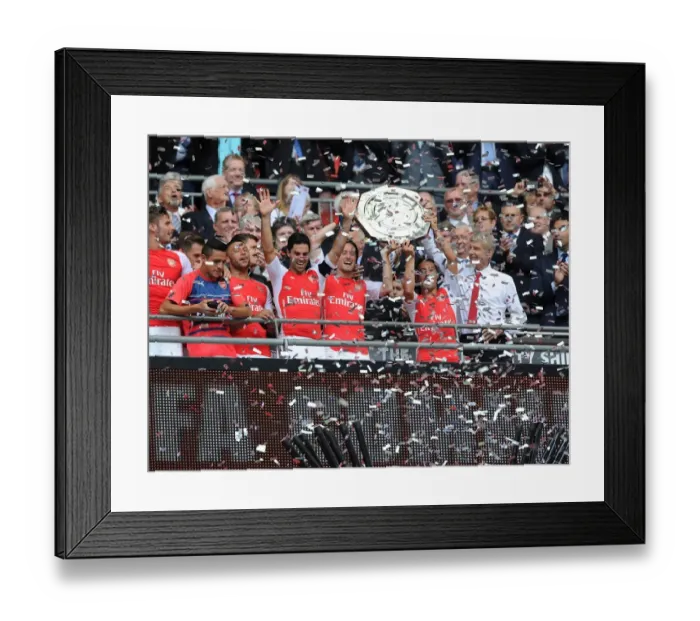 Framed Print : Arsenal's Winning Squad: Arteta, Rosicky, Cazorla, and Wenger Celebrate FA Community Shield Triumph Framed Print : Arsenal's Winning Squad: Arteta, Rosicky, Cazorla, and Wenger Celebrate FA Community Shield Triumph
