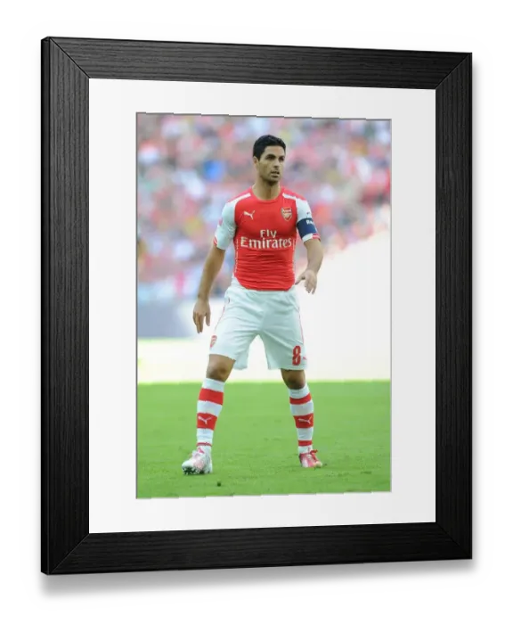 Framed Print : Mikel Arteta Leads Arsenal Against Manchester City - FA Community Shield 2014 / 15 Framed Print : Mikel Arteta Leads Arsenal Against Manchester City - FA Community Shield 2014 / 15