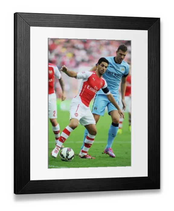Framed Print : Clash of Titans: Arteta vs Dzeko in the FA Community Shield Showdown Framed Print : Clash of Titans: Arteta vs Dzeko in the FA Community Shield Showdown