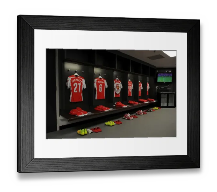 Framed Print : Arsenal FC: Preparing for Battle in the FA Community Shield - A Glimpse into the Team's Changing Room (2014) Framed Print : Arsenal FC: Preparing for Battle in the FA Community Shield - A Glimpse into the Team's Changing Room (2014)