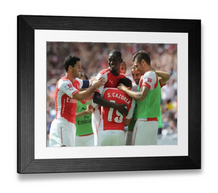 Framed Print : Arsenal's Santi Cazorla and Teammates Celebrate Goal Against Manchester City - FA Community Shield 2014 / 15 Framed Print : Arsenal's Santi Cazorla and Teammates Celebrate Goal Against Manchester City - FA Community Shield 2014 / 15