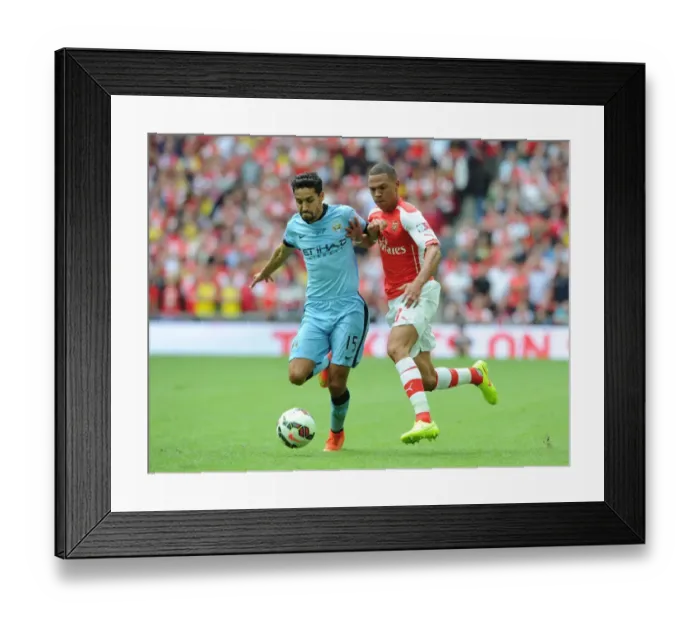 Framed Print : Clash of Titans: Gibbs vs Navas - Arsenal vs Manchester City FA Community Shield