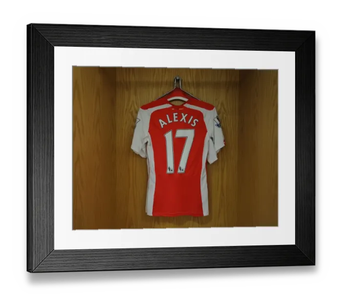 Framed Print : Arsenal: Alexis Sanchez's Empty Jersey in the Changing Room Before Arsenal vs Crystal Palace, 2014 Framed Print : Arsenal: Alexis Sanchez's Empty Jersey in the Changing Room Before Arsenal vs Crystal Palace, 2014