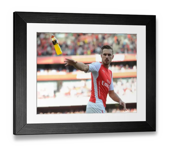 Framed Print : Arsenal's Aaron Ramsey Fueling Up Before Arsenal vs Crystal Palace, Premier League 2014 / 15 Framed Print : Arsenal's Aaron Ramsey Fueling Up Before Arsenal vs Crystal Palace, Premier League 2014 / 15