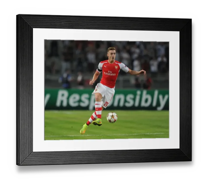 Framed Print : Calum Chambers in Action: Arsenal vs. Besiktas, UEFA Champions League Qualifiers, Istanbul, 2014