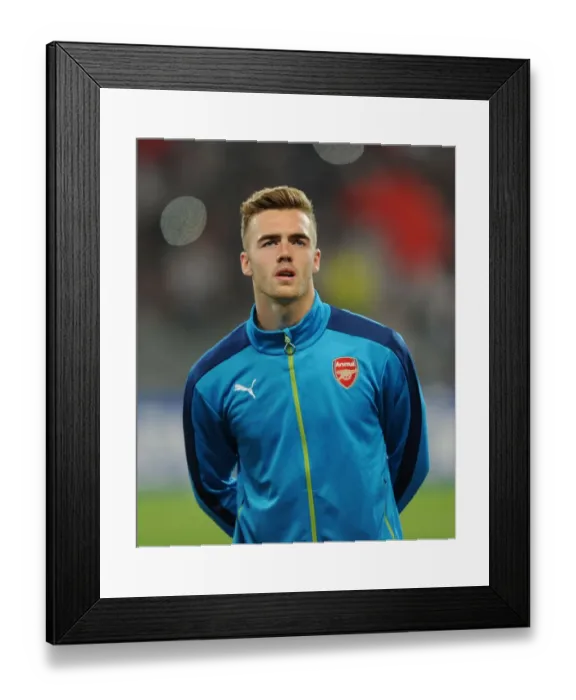 Framed Print : Calum Chambers: Arsenal's Defensive Preparations Against Besiktas, UEFA Champions League Qualifiers 2014