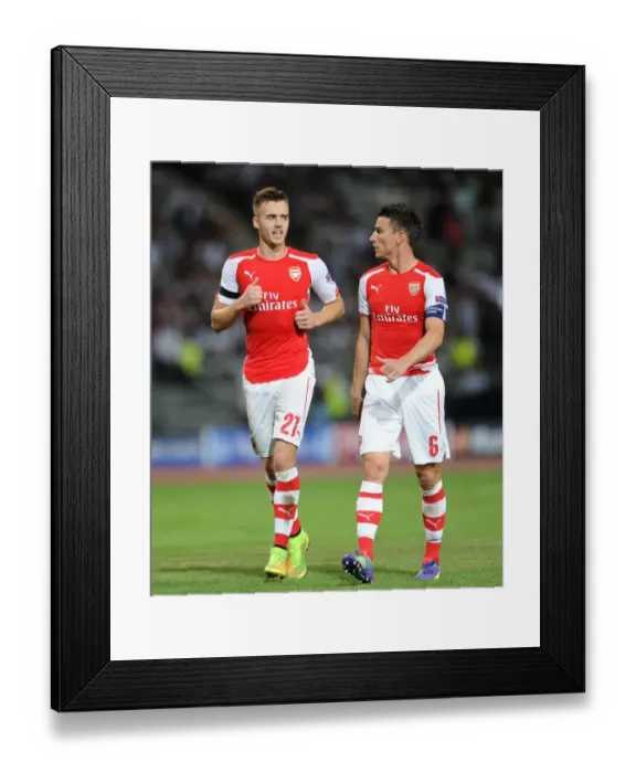 Framed Print : Arsenal's Chambers and Koscielny Face Off Against Besiktas in 2014 Champions League Qualifier Framed Print : Arsenal's Chambers and Koscielny Face Off Against Besiktas in 2014 Champions League Qualifier