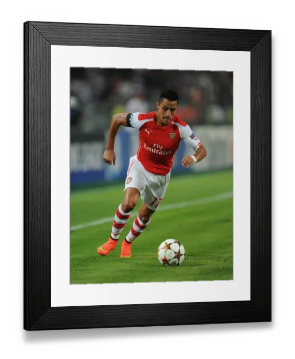 Framed Print : Alexis Sanchez Leads Arsenal in UEFA Champions League Qualifier against Besiktas, Istanbul 2014