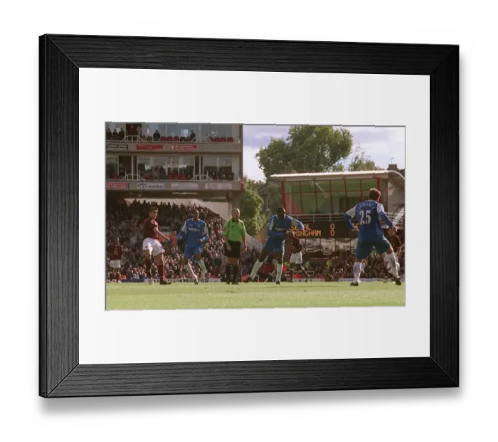 Framed Print : Robin van Perise scores Arsenals goal under pressure from Emile Heskey (Birmingham) Framed Print : Robin van Perise scores Arsenals goal under pressure from Emile Heskey (Birmingham)