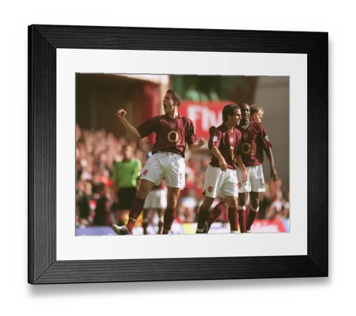 Framed Print : Robin van Perise celebrates scoring Arsenals goal. Arsenal 1: 0 Birmingham City