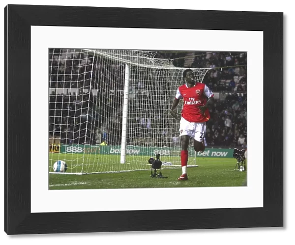 Emmanuel Adebayor celebrates scoring his 3rd and Arsenals 6th goal of the match