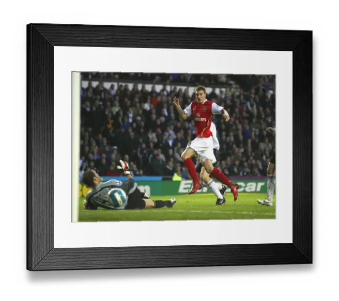 Framed Print : Nicklas Bendtner shoots past Derby goalkeeper Roy Carroll to score the 1st Arsenal goal Framed Print : Nicklas Bendtner shoots past Derby goalkeeper Roy Carroll to score the 1st Arsenal goal