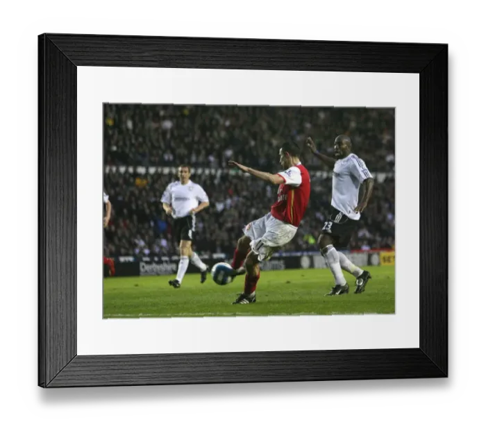 Framed Print : Robin van Persie Scores Stunning Goal Past Roy Carroll in Arsenal's 6-2 Victory over Derby