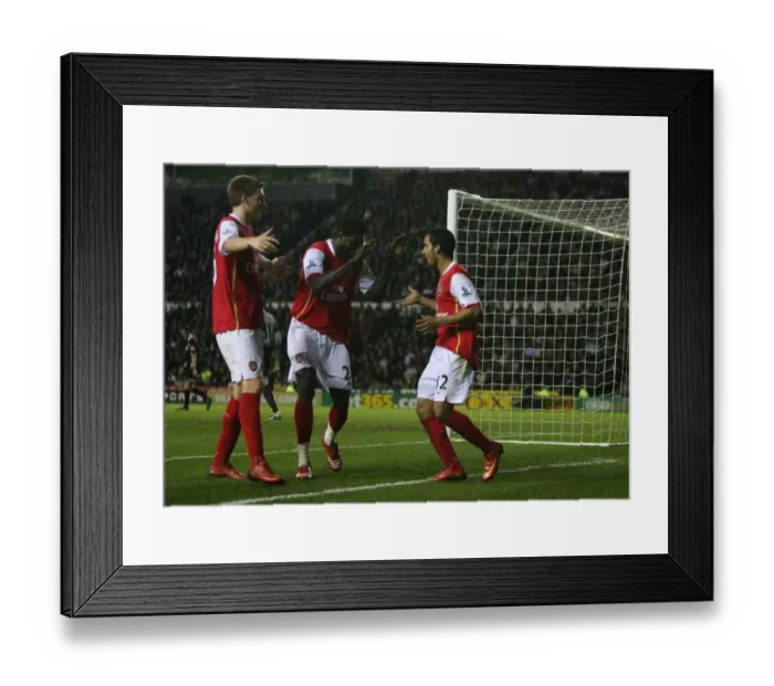 Framed Print : Theo Walcott celebrates scoring the 4th Arsenal goal with Emmanuel Adebayor Framed Print : Theo Walcott celebrates scoring the 4th Arsenal goal with Emmanuel Adebayor