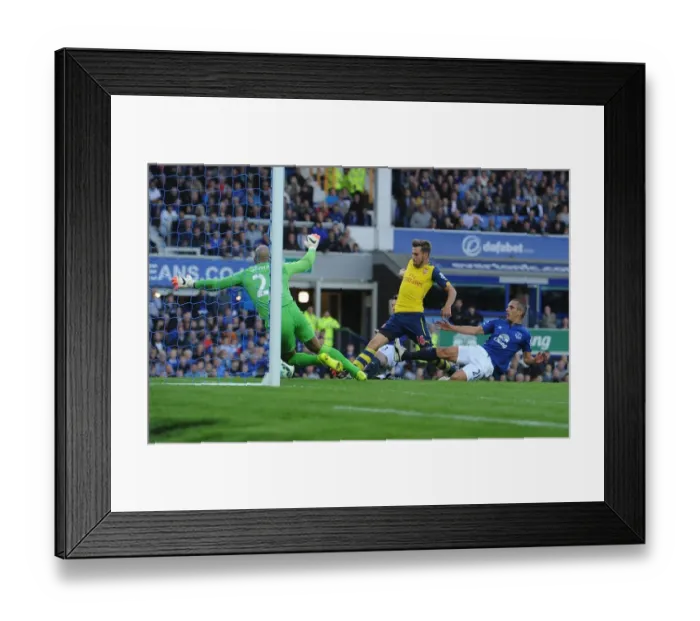 Framed Print : Ramsey Scores Brace: Everton vs. Arsenal, Premier League 2014 / 15