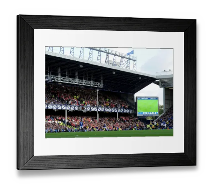 Framed Print : Arsenal fans at Goodison. Everton 2: 2 Arsenal. Barclays Premier League. Goodison Park