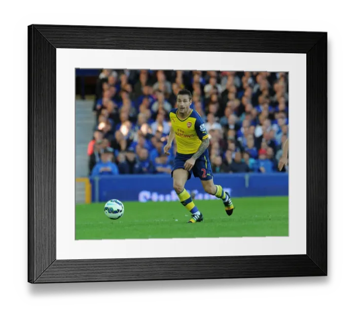 Framed Print : Mathieu Debuchy in Action: Everton vs. Arsenal, Premier League 2014 / 15
