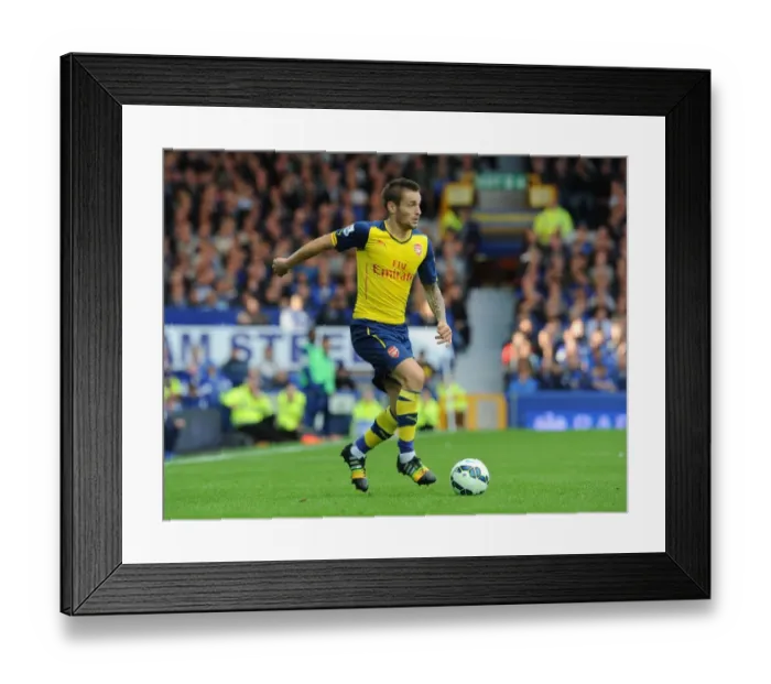 Framed Print : Mathieu Debuchy: Arsenal's Defender in Action Against Everton (2014 / 15)