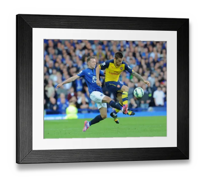 Framed Print : Debuchy vs McGeady: Intense Battle at Goodison Park - Everton vs Arsenal, Premier League 2014 / 15
