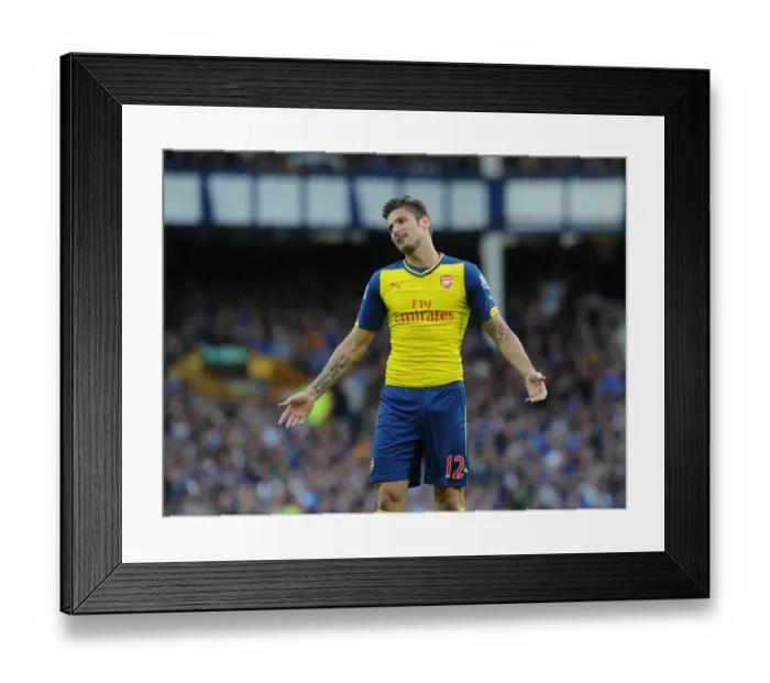 Framed Print : Olivier Giroud in Action: Everton vs Arsenal, Premier League 2014 / 15