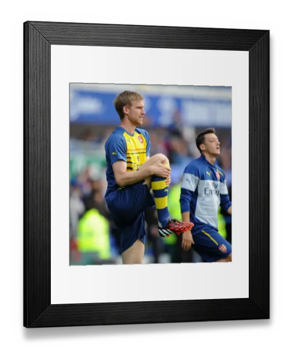 Framed Print : Per Mertesacker Gears Up: Everton vs Arsenal, Premier League 2014 / 15