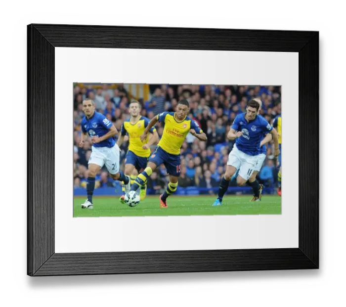 Framed Print : Clash at Goodison Park: Oxlade-Chamberlain vs Osman & Barry