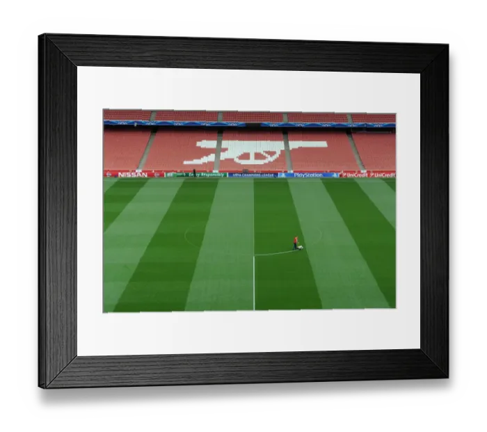 Framed Print : Arsenal's Meticulously Marked Emirates Stadium Pitch: Readying for Champions League (Arsenal vs Besiktas, 2014 / 15) Framed Print : Arsenal's Meticulously Marked Emirates Stadium Pitch: Readying for Champions League (Arsenal vs Besiktas, 2014 / 15)