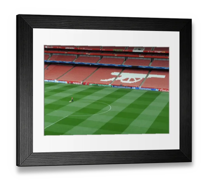 Framed Print : Arsenal's Champions League Preparation: Marking the Emirates Pitch for Arsenal vs. Besiktas (2014)
