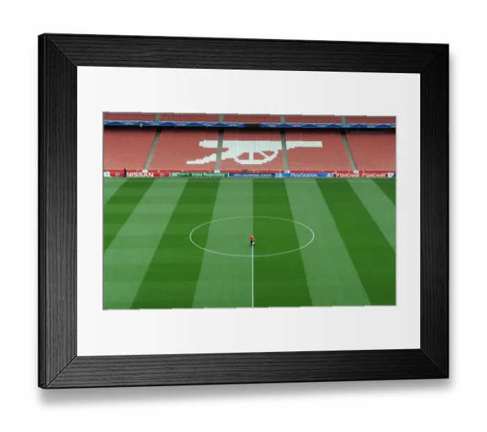 Framed Print : Arsenal's Emirates Stadium: Battle-Ready Pitch for UCL Qualifiers (2014) - Arsenal vs. Besiktas